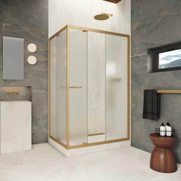 Душевой уголок Vegas-glass ZP+ZPV Inside 150*90 03 10 стекло сатин, профиль золото матовое, 150х90 см