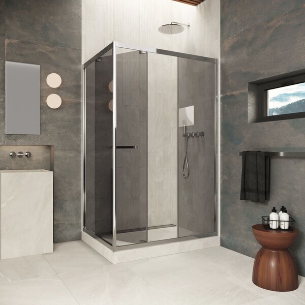 Душевой уголок Vegas-glass ZP+ZPV Inside 150*100 08 07 стекло графит, профиль глянцевый хром, 150х100 см