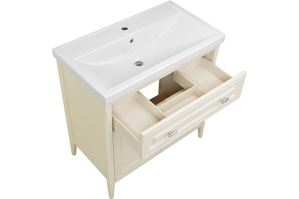 Комплект мебели ASB-Woodline Монте 80 бежевый (тумба, раковина и зеркало)