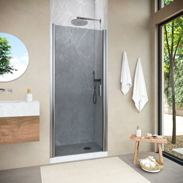 Душевая дверь Vegas Glass EP NOVO h2000 60 04 07 профиль никель, стекло графит. Размер регулировки 57,5-62,5 см