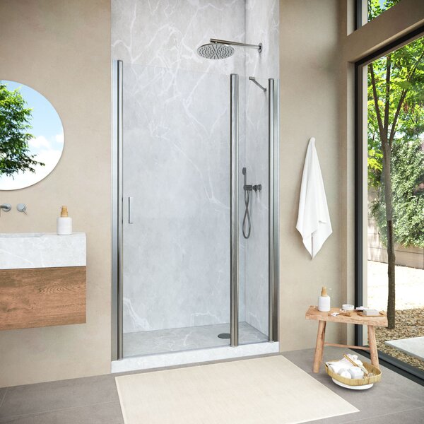 Душевая дверь Vegas Glass EP-F-1 NOVO h2000 125 04 01  R профиль никель, стекло прозрачное. Размер регулировки 123,5-128,5 см