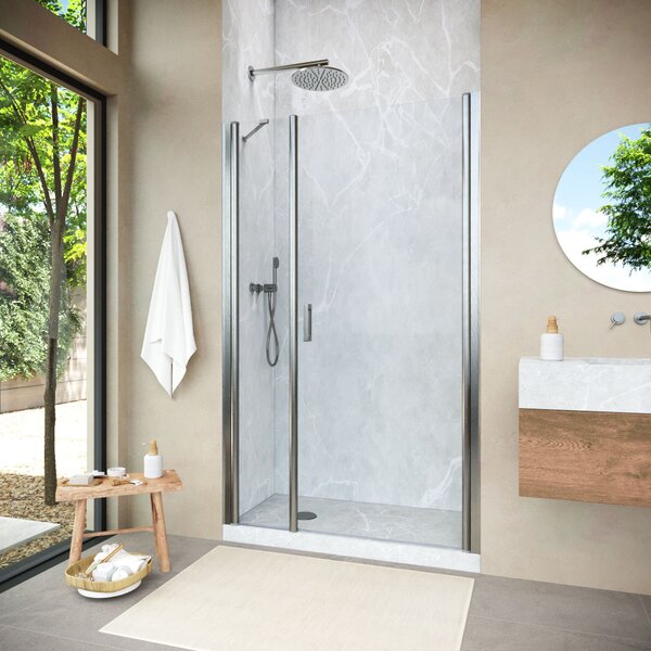 Душевая дверь Vegas Glass EP-F-2 NOVO h2000 115 04 01 R профиль никель, стекло прозрачное. Размер регулировки 112-117 см