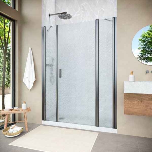 Душевая дверь Vegas Glass EP-2F NOVO h2000 135 11 02 R профиль оружейная сталь, стекло шиншилла. Размер регулировки 133-138 см