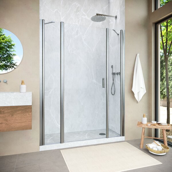 Душевая дверь Vegas Glass EP-2F NOVO h2000 180 04 01 L профиль никель, стекло прозрачное. Размер регулировки 178-183 см