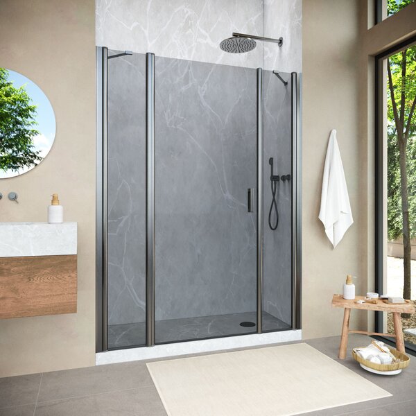 Душевая дверь Vegas Glass EP-2F NOVO h2000 185 11 07 L профиль оружейная сталь, стекло графит. Размер регулировки 183-188 см