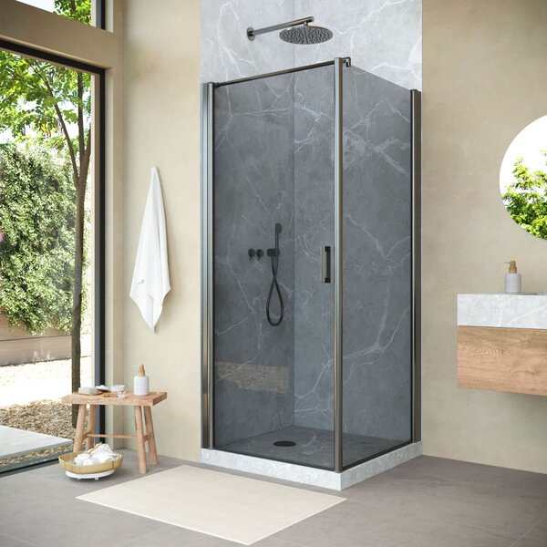 Душевой уголок Vegas Glass EP-Fis NOVO h2000 90*110 11 07 L  профиль оружейная сталь, стекло графит
