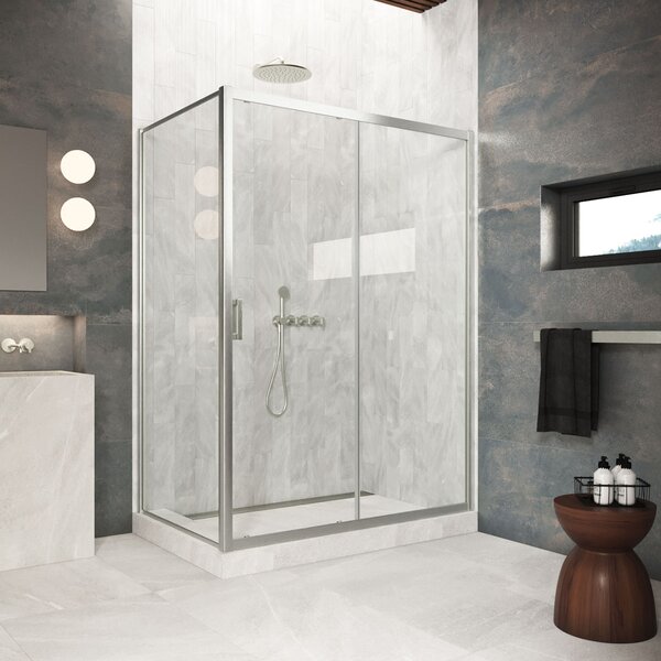 Душевой уголок Vegas Glass ZP+ZPV Protec 160*85 04 01  профиль никель, стекло прозрачное