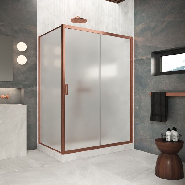 Душевой уголок Vegas Glass 125х90 см, ZP+ZPV Protec 125*90 12 10 профиль медь, стекло сатин