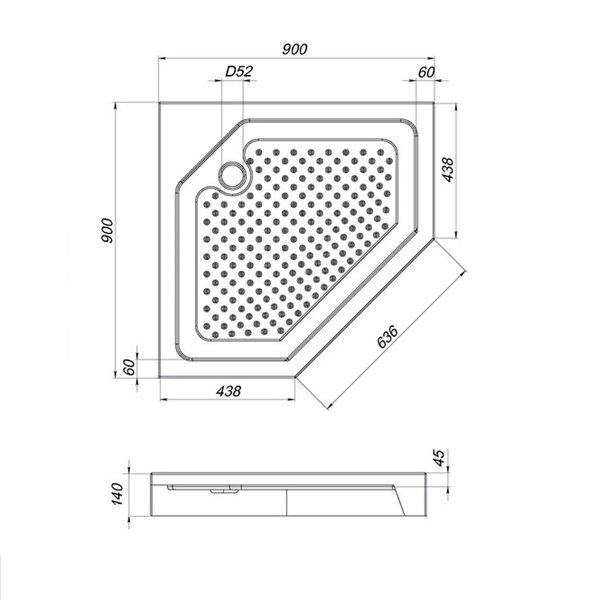 Акриловый душевой поддон 90 x 90 см, AM.PM Gem W90T-405-090WT