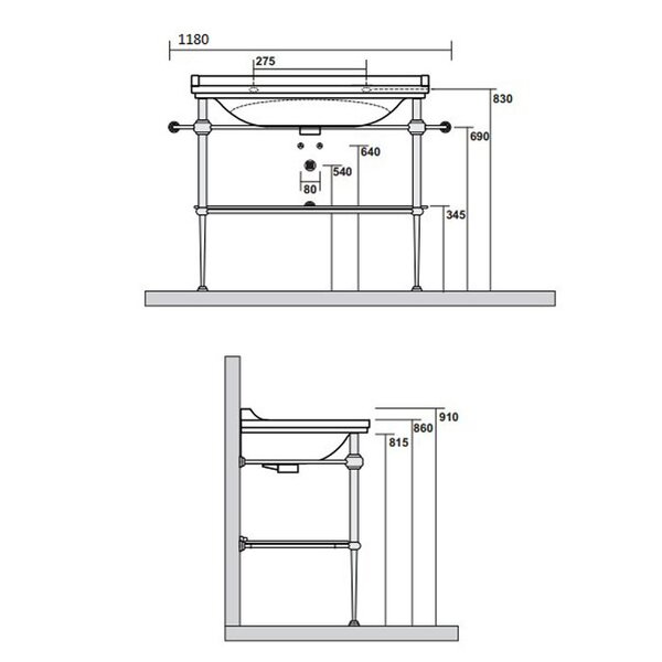 Консоль Kerasan Waldorf 9196K1cr 100х55 см в цвете хром
