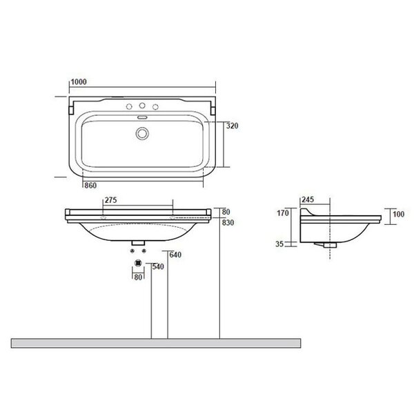 Консоль Kerasan Waldorf 9196K1cr 100х55 см в цвете хром