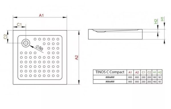 Душевой поддон Radaway Tinos C Compact 90x90 square