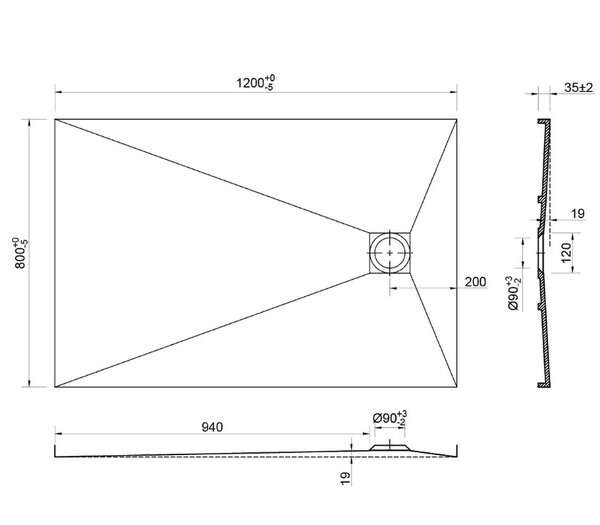 Душевой поддон Vincea VST-2SR28012B 120х80
