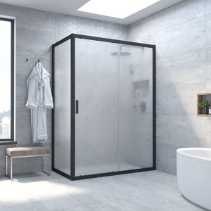 Душевой уголок Vegas Glass ZP+ZPV NOVO h2000 110*100 02М 10 профиль черный матовый стекло сатин