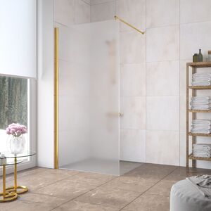 Душевая перегородка Vegas Glass EAF LUX 76 09 10 профиль золото глянцевое стекло сатин