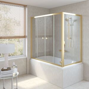 Шторка на ванну Vegas Glass Z2V+ZVF TUR NOVO 160*80 09 01 профиль золото глянцевое стекло прозрачное