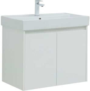 Тумба с раковиной Aquanet Nova Lite 75 белый глянец (2 дверцы)