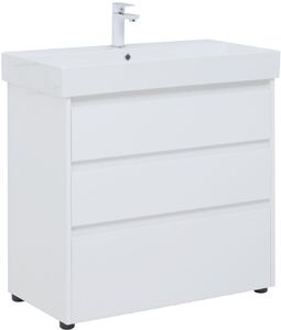 Тумба с раковиной Aquanet Nova Lite 85 белый глянец (3 ящика)