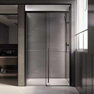Душевая дверь Veconi Premium Trento PTD-30B, 1300х2000, черный матовый, стекло прозрачное, регулируемая ширина 1260-1290 мм