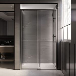 Душевая дверь Veconi Premium Trento PTD-30GR, 1500х2000, вороненая сталь, стекло прозрачное, регулируемая ширина 1460-1490 мм