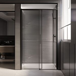 Душевая дверь Veconi Premium Trento PTD-40B, 1300х2000, черный матовый, стекло прозрачное, регулируемая ширина 1275-1290 мм