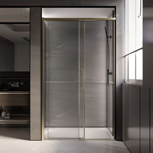 Душевая дверь Veconi Premium Trento PTD-40G, 1200х2000, золото BRUSH, стекло прозрачное, регулируемая ширина 1175-1190 мм