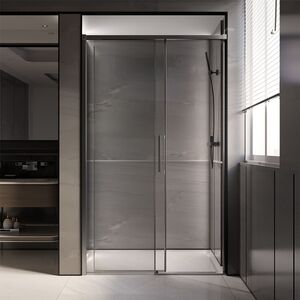 Душевая дверь Veconi Premium Trento PTD-40GR, 1300х2000, вороненая сталь, стекло прозрачное, регулируемая ширина 1275-1290 мм