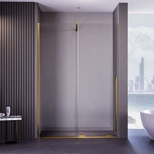 Душевая дверь Veconi Premium Trento PTDW-50G, 1100x2000, золото BRUSH, стекло прозрачное, регулируемая ширина 1080-1090 мм
