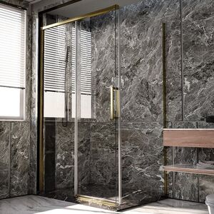 Душевой угол Veconi Premium Trento PTC-SP-40G, 1400х1000x2000, брашированное золото, стекло прозрачное
