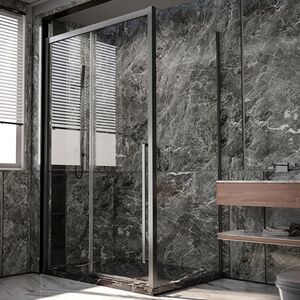 Душевой угол Veconi Premium Trento PTC-SP-30GR, 1500х900x2000, брашированный графит, стекло прозрачное