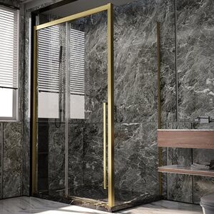 Душевой угол Veconi Premium Trento PTC-SP-30G, 1500х900x2000, брашированное золото, стекло прозрачное