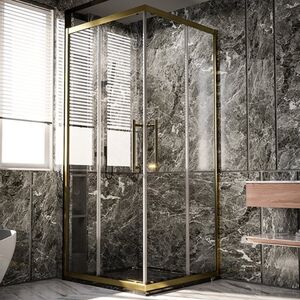 Душевой угол Veconi Premium Trento PTC-20G, 1200Х900x2000, брашированное золото, стекло прозрачное