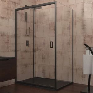 Душевой угол Veconi Rovigo RV-040B, 1100х900х1850, черный, стекло прозрачное