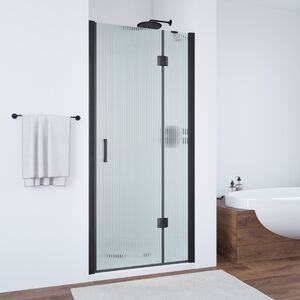 Душевая дверь Vegas Glass AFP NOVO 90 02М Moru R профиль черный матовый, стекло Moru. Размер регулировки 87,5-91,5 см.