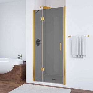 Душевая дверь Vegas Glass AFP TUR NOVO h1890 90 09 07 L профиль золото глянцевое, стекло графит. Размер регулировки 87,5-91,5 см.