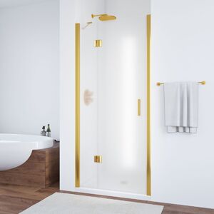 Душевая дверь Vegas Glass AFP TUR NOVO h1890 90 09 10 L профиль золото глянцевое, стекло сатин. Размер регулировки 87,5-91,5 см.