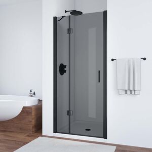 Душевая дверь Vegas Glass AFP NOVO 95 02М 07 L профиль черный матовый, стекло графит. Размер регулировки 92,5-96,5 см.