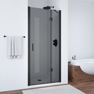 Душевая дверь Vegas Glass AFP NOVO 100 02М 07 R профиль черный матовый, стекло графит. Размер регулировки 97,5-101,5 см.