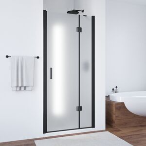 Душевая дверь Vegas Glass AFP NOVO 110 02М 10 R профиль черный матовый, стекло сатин. Размер регулировки 107,5-111,5 см.