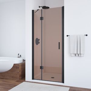 Душевая дверь Vegas Glass AFP NOVO 110 02М 05 L профиль черный матовый, стекло бронза. Размер регулировки 107,5-111,5 см.