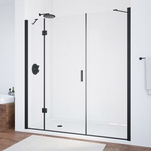 Душевая дверь Vegas Glass AFP-F NOVO 130 02М crystalvision L профиль черный матовый, стекло crystalvision. Размер регулировки 127,5-131,5 см.
