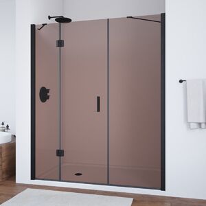 Душевая дверь Vegas Glass AFP-F NOVO 140 02М 05 L профиль черный матовый, стекло бронза. Размер регулировки 137,5-141,5 см.
