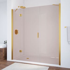 Душевая дверь Vegas Glass AFP-F TUR NOVO h1890 140 09 05 L профиль золото глянцевое, стекло бронза. Размер регулировки 137,5-141,5 см.