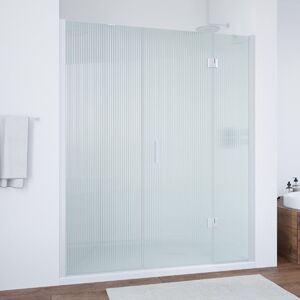 Душевая дверь Vegas Glass AFP-F NOVO 150 01 Moru R профиль белый, стекло Moru. Размер регулировки 147,5-151,5 см.