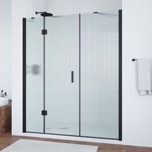 Душевая дверь Vegas Glass AFP-F NOVO 150 02М Moru L профиль черный матовый, стекло Moru. Размер регулировки 147,5-151,5 см.