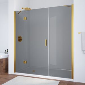 Душевая дверь Vegas Glass AFP-F TUR NOVO h1890 200 09 07 L профиль золото глянцевое, стекло графит. Размер регулировки 197,5-201,5 см.