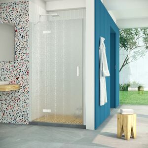 Душевая дверь Vegas Glass AFP Retta 90 01 02 L профиль белый, стекло шиншилла. Размер регулировки 87,5-91,5 см.