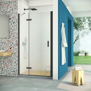 Душевая дверь Vegas Glass AFP Retta 95 02М 02 L профиль черный матовый, стекло шиншилла. Размер регулировки 92,5-96,5 см.