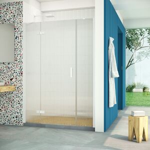 Душевая дверь Vegas Glass AFP-F Retta 130 01 Moru L профиль белый, стекло Moru. Размер регулировки 127,5-131,5 см.
