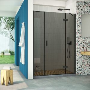 Душевая дверь Vegas Glass AFP-F Retta 130 02М 07 R профиль черный матовый, стекло графит. Размер регулировки 127,5-131,5 см.